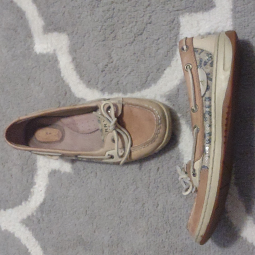 Sequin Cheetah Side Print Sperry Top Sider Size 7 - image 3